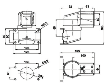 XJ4460悬臂箱配件-水平墙座设计图纸